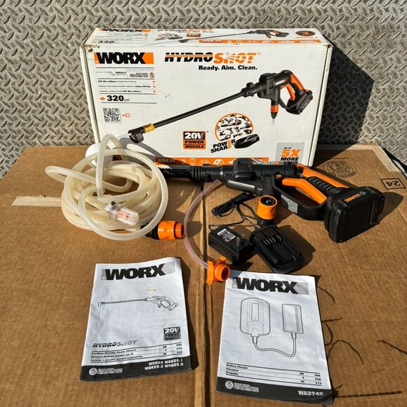 WORX WG629.2 20V Cordless Hydroshot Portable Power Cleaner W/ BATTERY & CHARGER - Picture 1 of 15